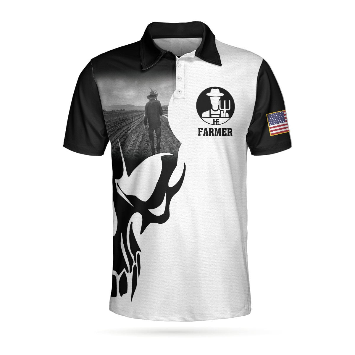 Farmer Proud Skull Polo Shirt American Flag If You Think You Can Do My Job Farmer Shirt For Men