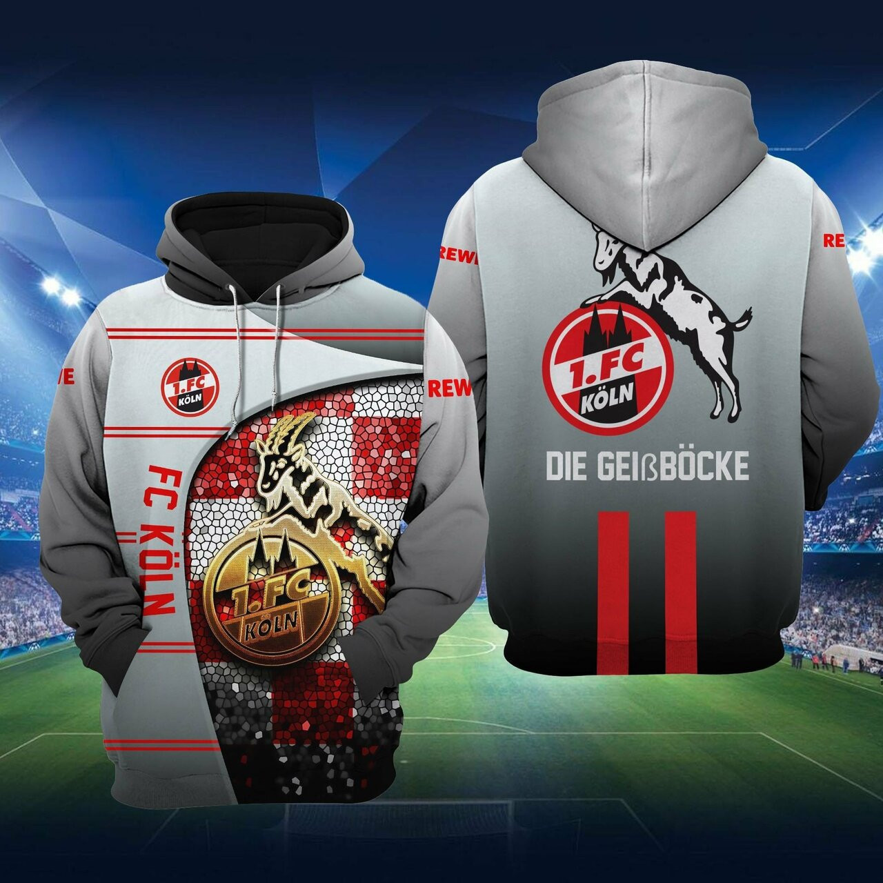 Fc Koln Die Geibbocke Grey 3d All Over Print Hoodie