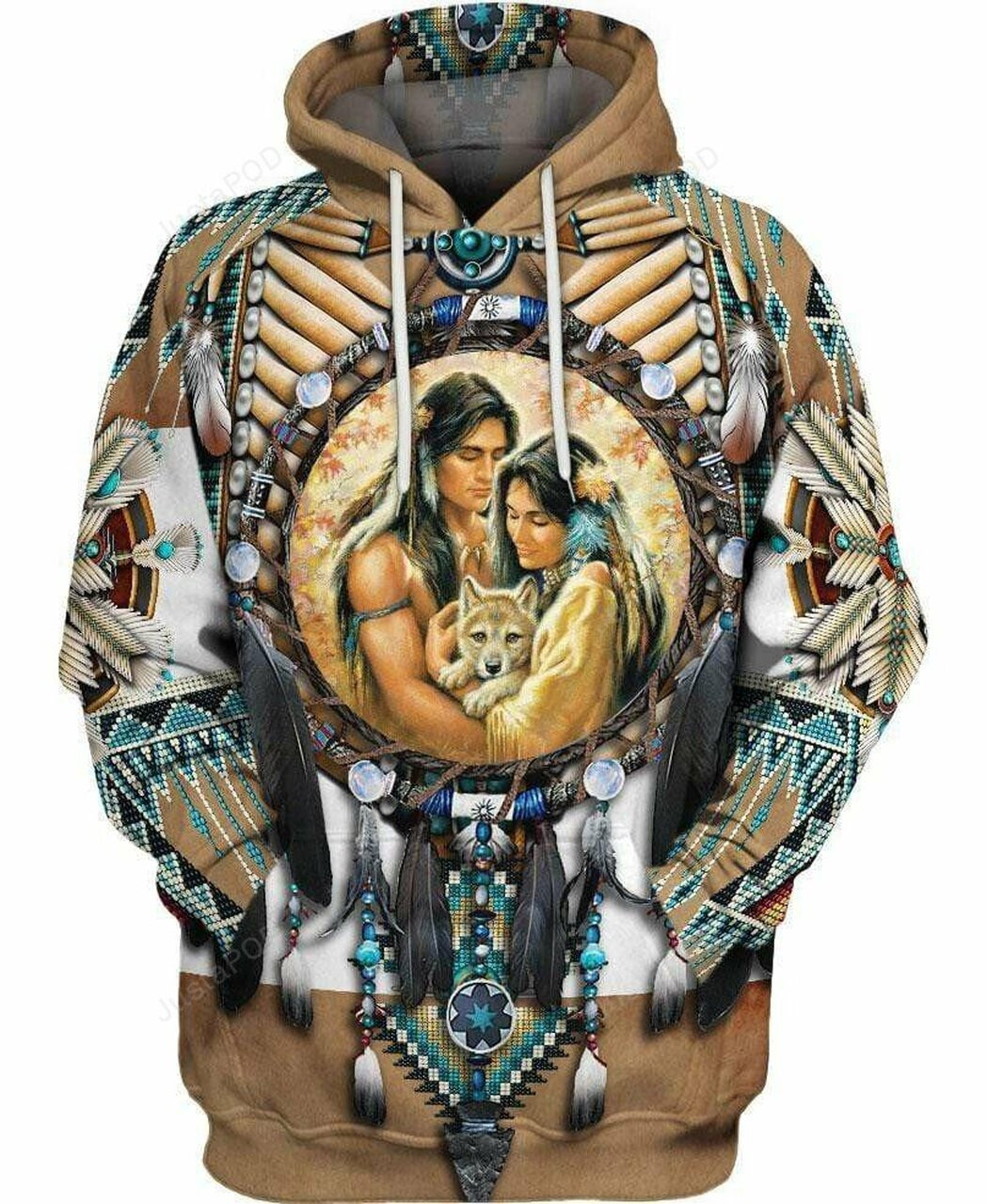 Feather Native Motifs Couple 3d All Print Hoodie