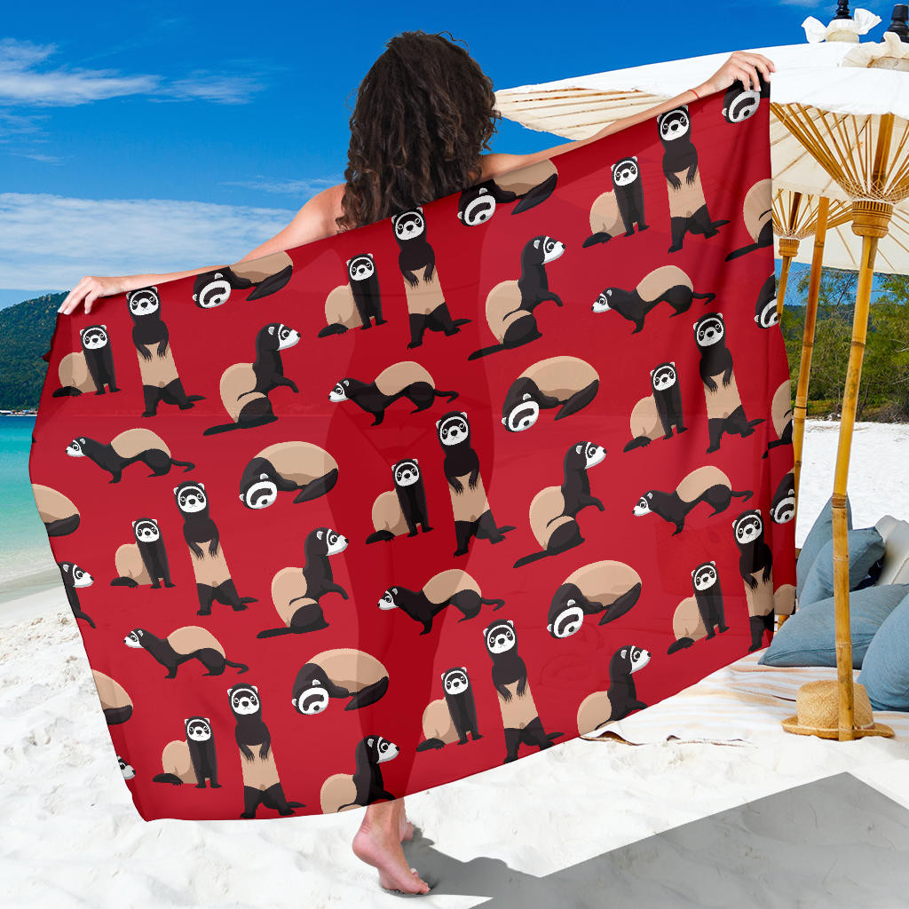 Ferret Pattern Print Sarong Cover Up Ferret Pareo Wrap Skirt Dress