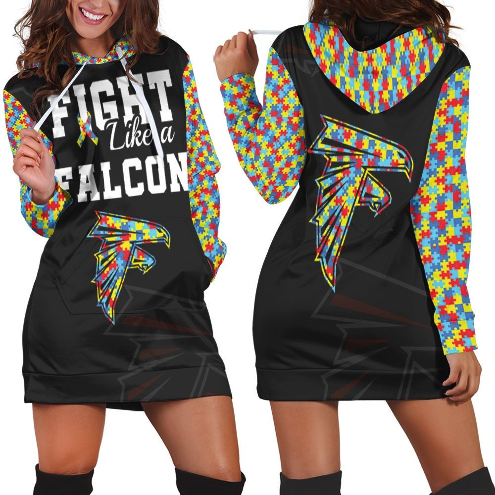 Fight Like A Atlanta Falcons Autism Support Hoodie Dress Sweater Dress Sweatshirt Dress