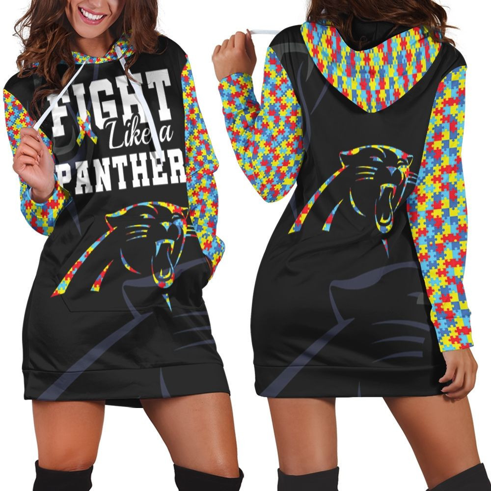 Fight Like A Carolina Panthers Autism Support Hoodie Dress Sweater Dress Sweatshirt Dress