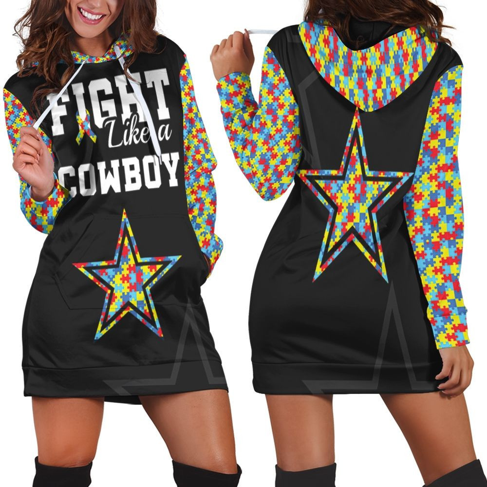 Fight Like A Dallas Cowboys Autism Support Hoodie Dress Sweater Dress Sweatshirt Dress