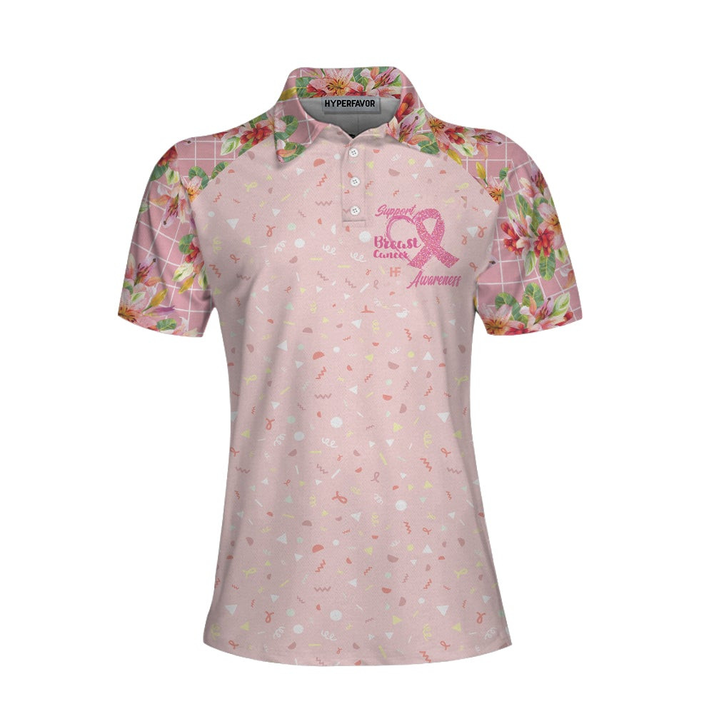 Fight Love Hope Breast Cancer Awareness Short Sleeve Women Polo Shirt