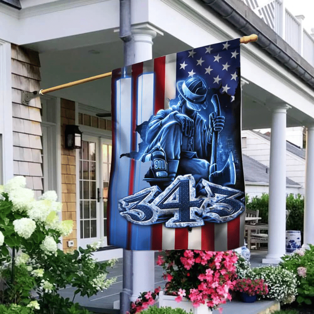 Firefighter 343 Never Forget September 11th Flag Patriot Day Garden Flag House Flag