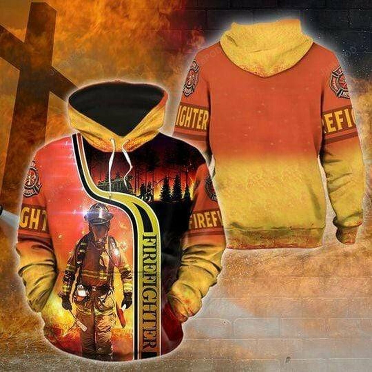 Firefighter Fire Red 3d All Print Hoodie