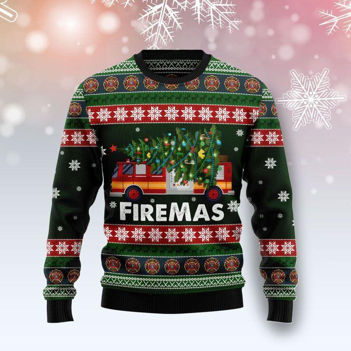 Firefighter Fireman Ugly Christmas Sweater Ugly Sweater For Men Women
