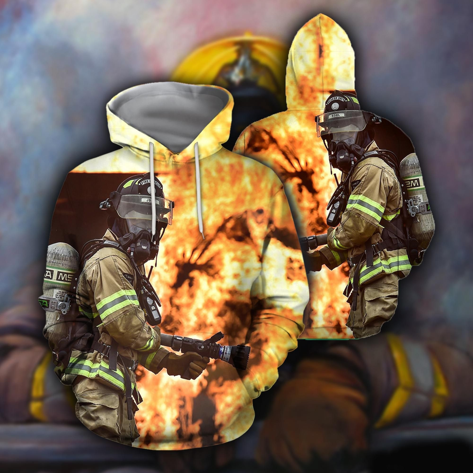 Firefighter On The Fire 3D All Over Print | Hoodie | For Men & Women | Fu