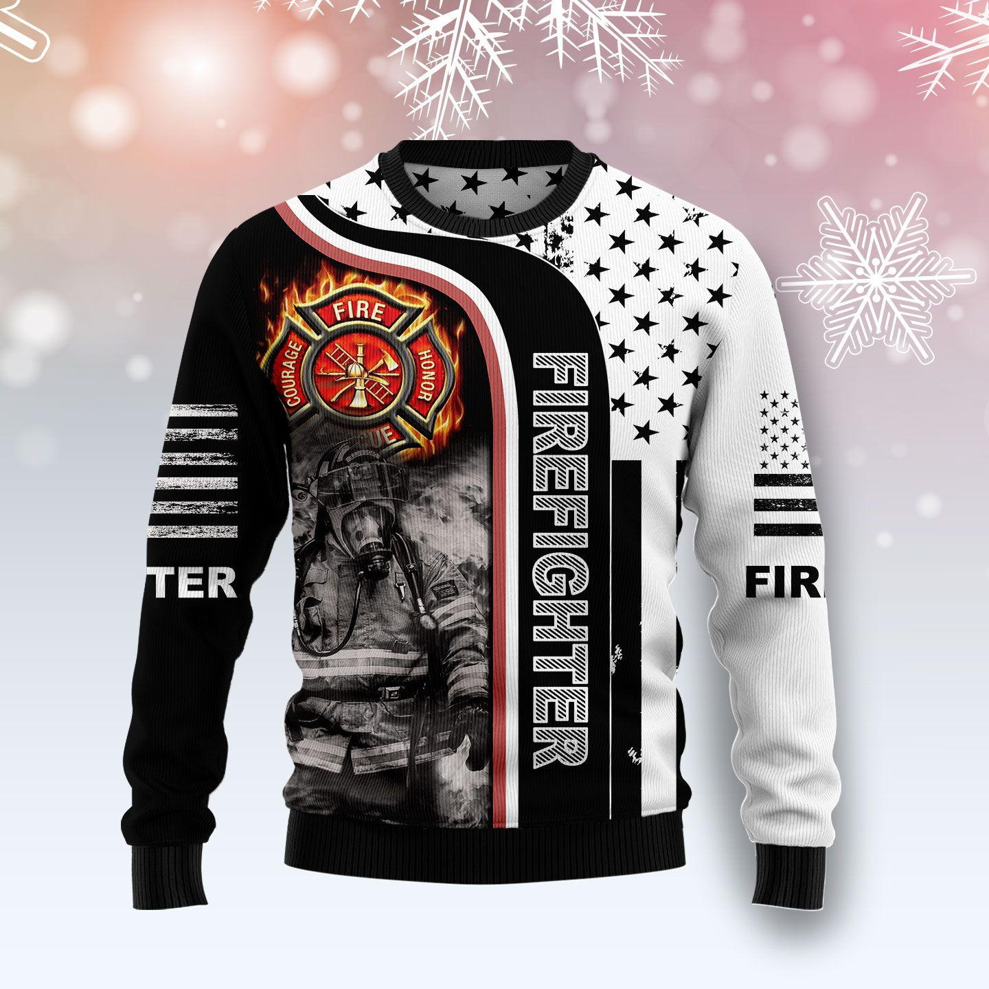 Firefighter Ugly Christmas Sweater Ugly Sweater For Men Women