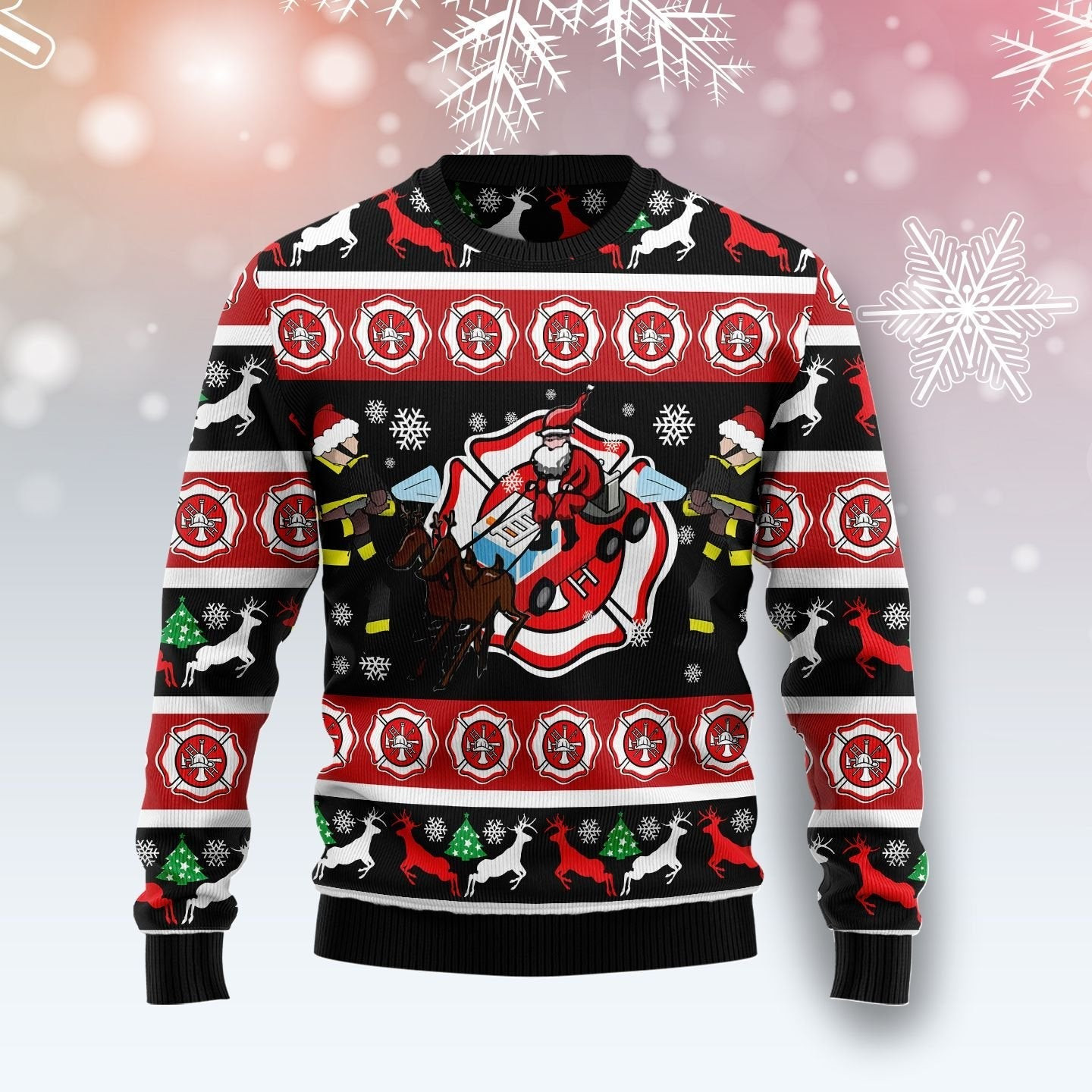 Fireman Firefighter Ugly Christmas Sweater Ugly Sweater For Men Women