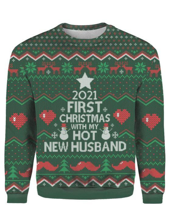 First Christmas With My New Husband Ugly Christmas Sweater Ugly Sweater For Men Women