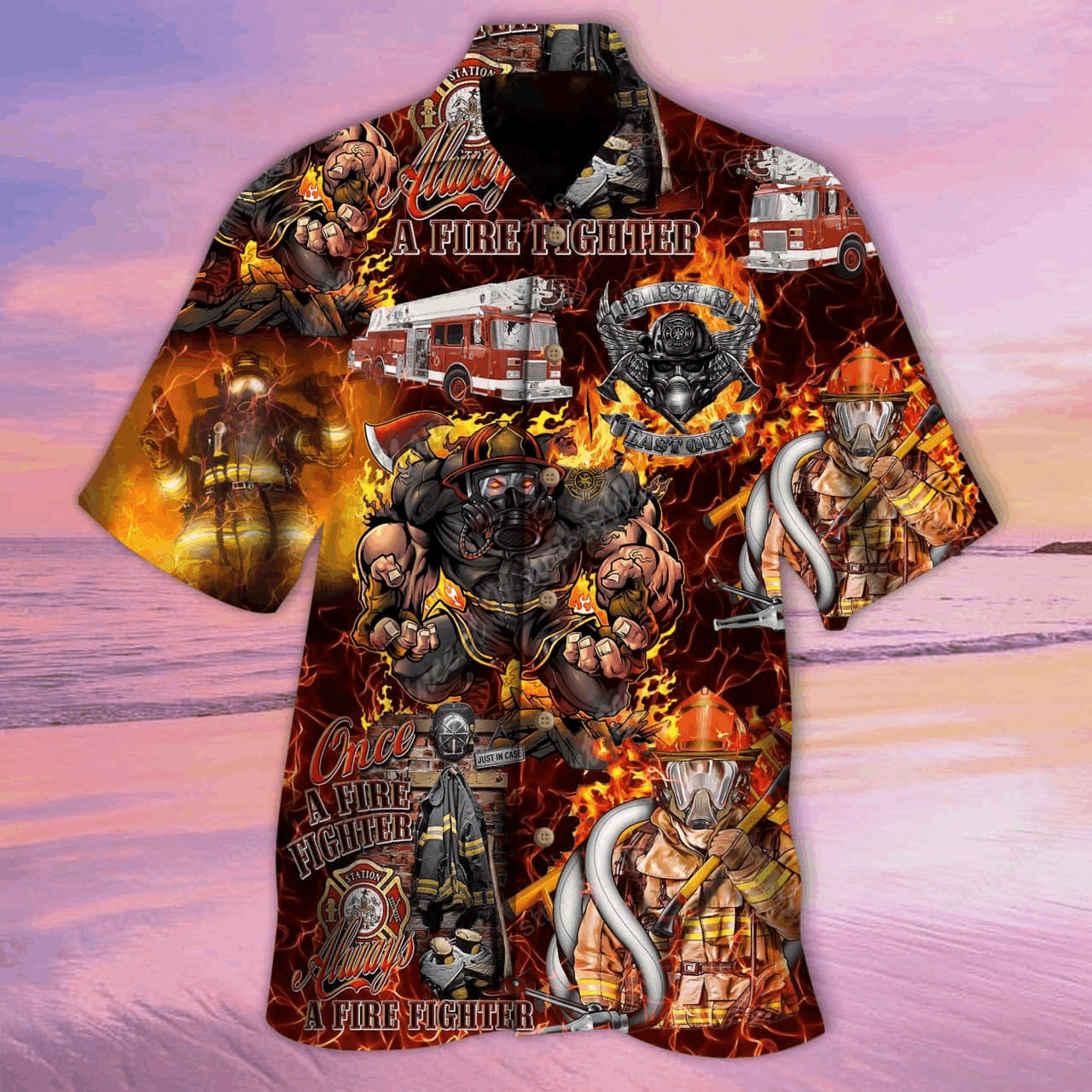 First In Last Out Firefighter Hawaiian Shirt Hawaiian Shirt For Men