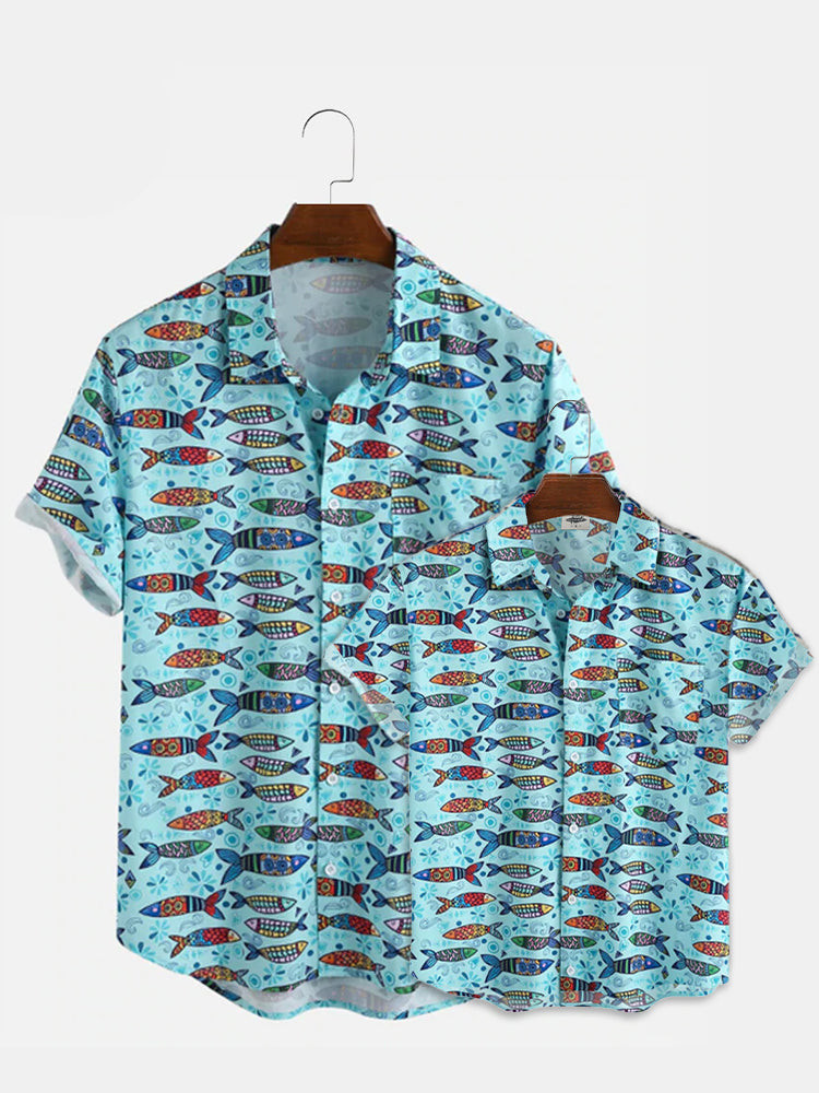 Fish Print Family Hawaiian Shirt Summer Hawaiian
