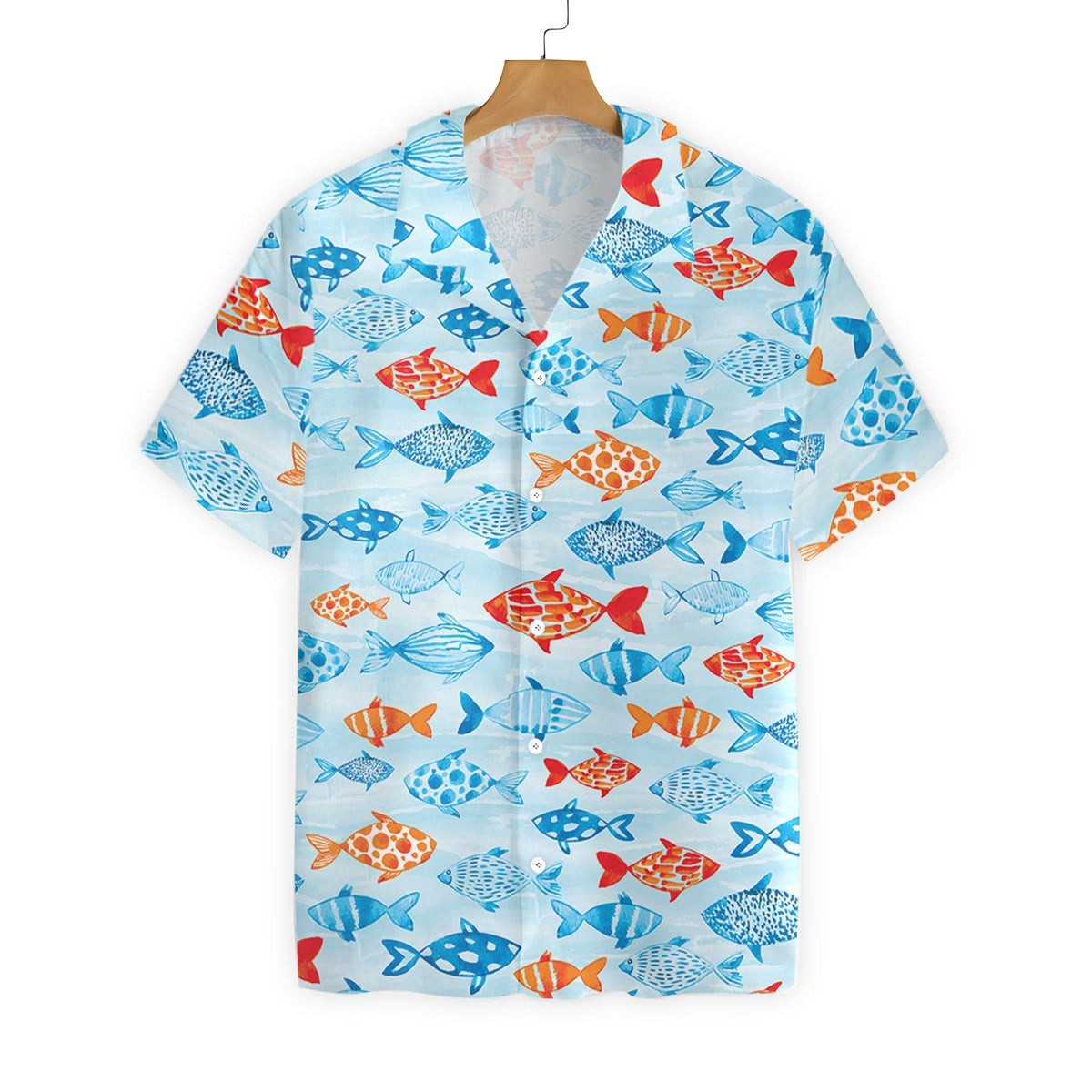 Fish Water Color Pattern v Hawaiian Shirt