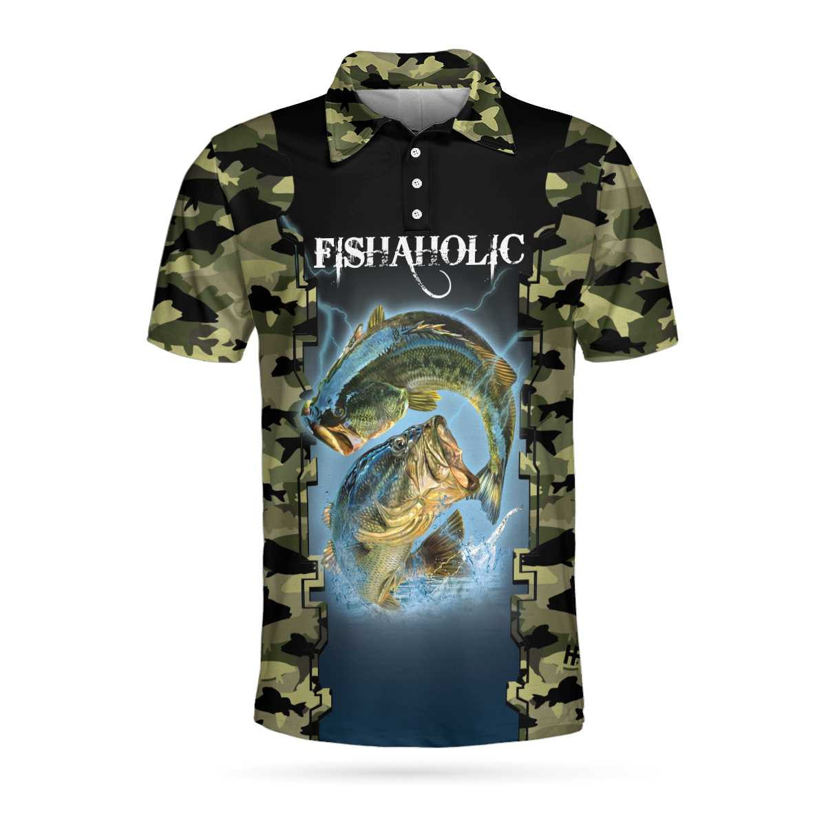 Fishaholic You Can Bet Your Bass Polo Shirt Fishing Camouflage Polo Shirt Camo Fishing Shirt For Men