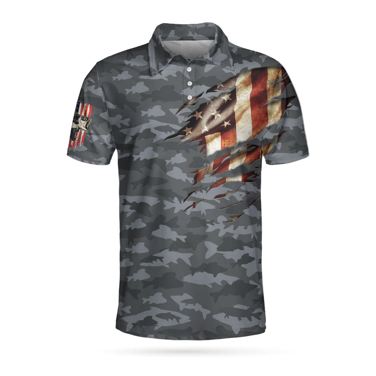 Fishing American Flag Camouflage Polo Shirt Best Camo Fishing Shirt For Men