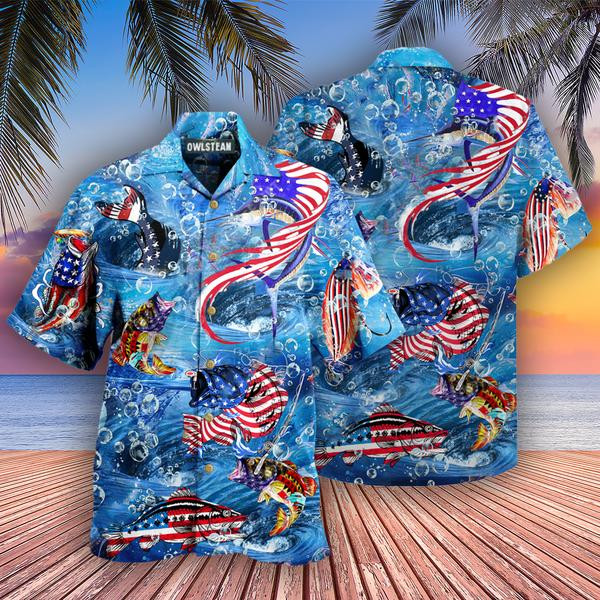 Fishing Hard America Edition - Hawaiian Shirt - Hawaiian Shirt For Men