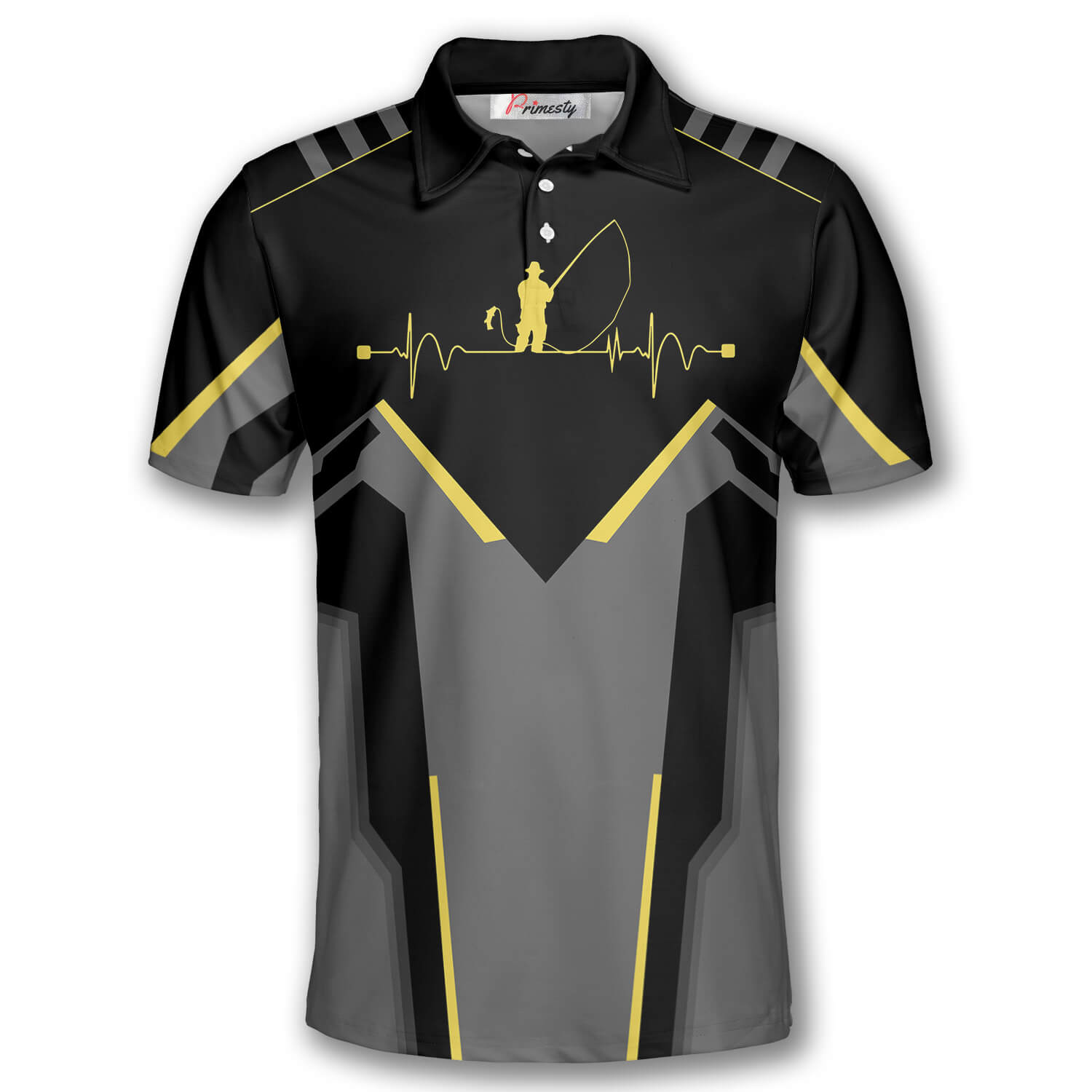 Fishing Heartbeat Pulse Line Custom Polo Fishing Shirts for Men