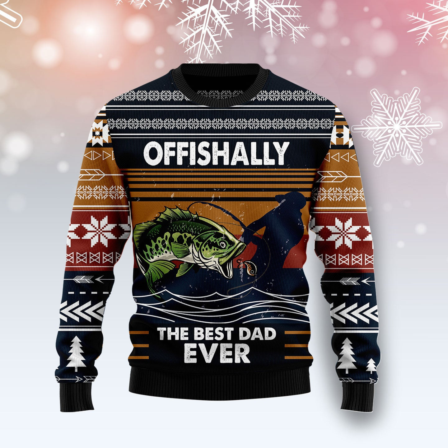 Fishing Retro Vintage Ugly Christmas Sweater