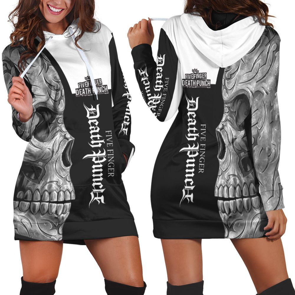 Five Finger Death Heavy Rock Band Skull For Fan 3d Hoodie Dress Sweater Dress Sweatshirt Dress