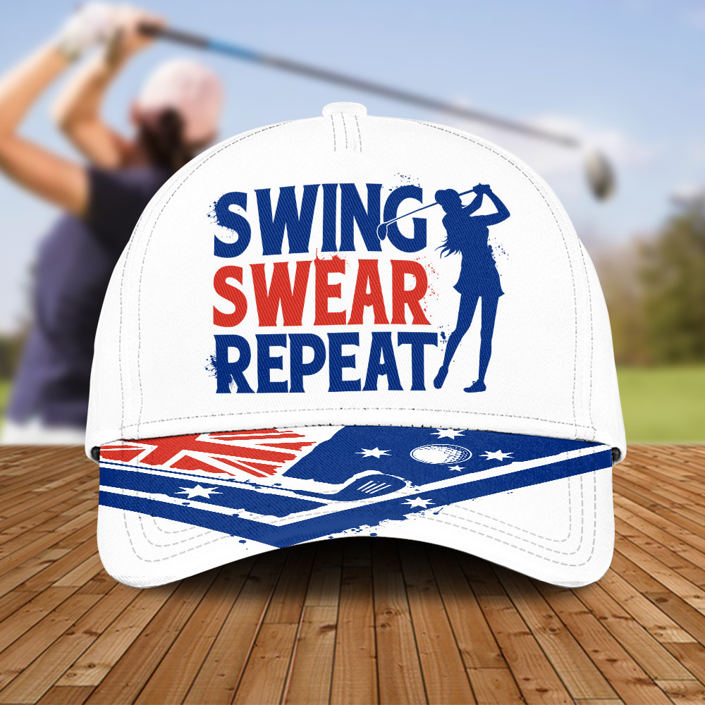 Flag Australia Swing Swear Repeat Golfer Gift Caps