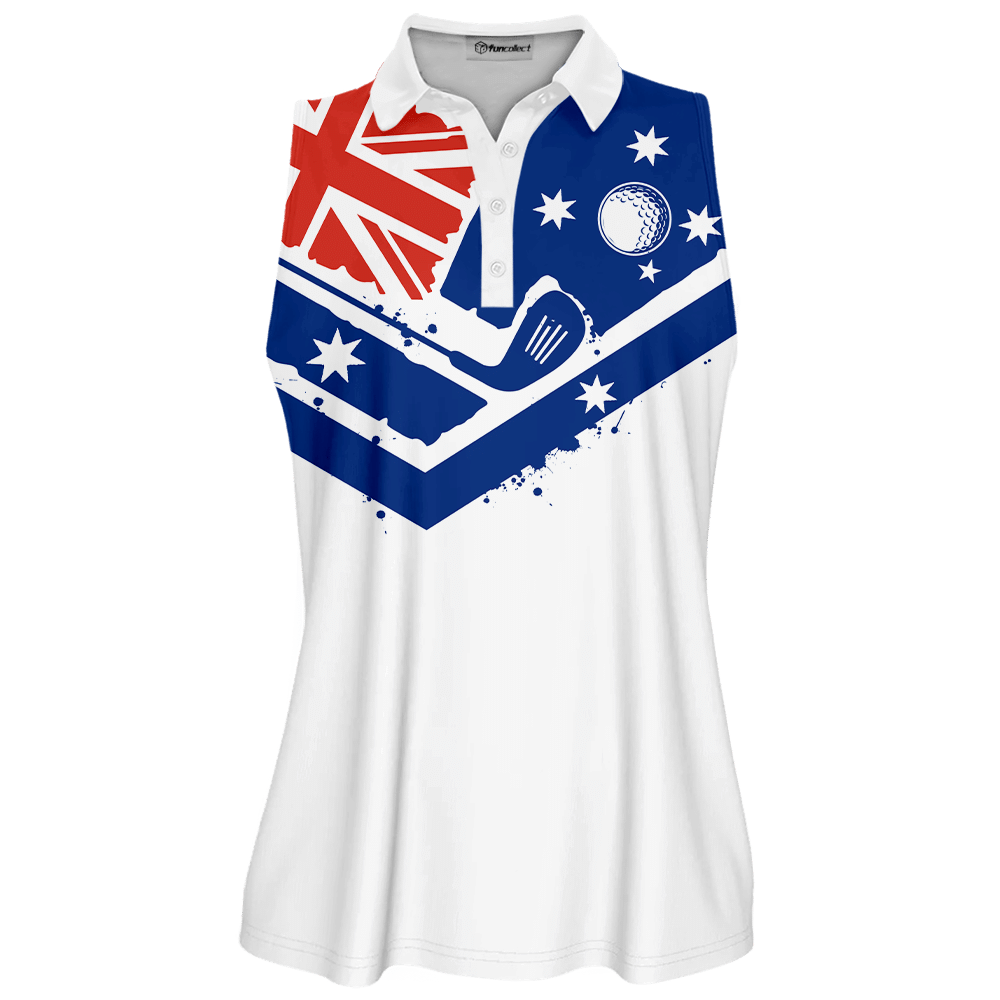 Flag Australia Swing Swear Repeat Golfer Gift Sleeveless Polo Shirt Short Sleeve Long Sleeve Polo Shirt