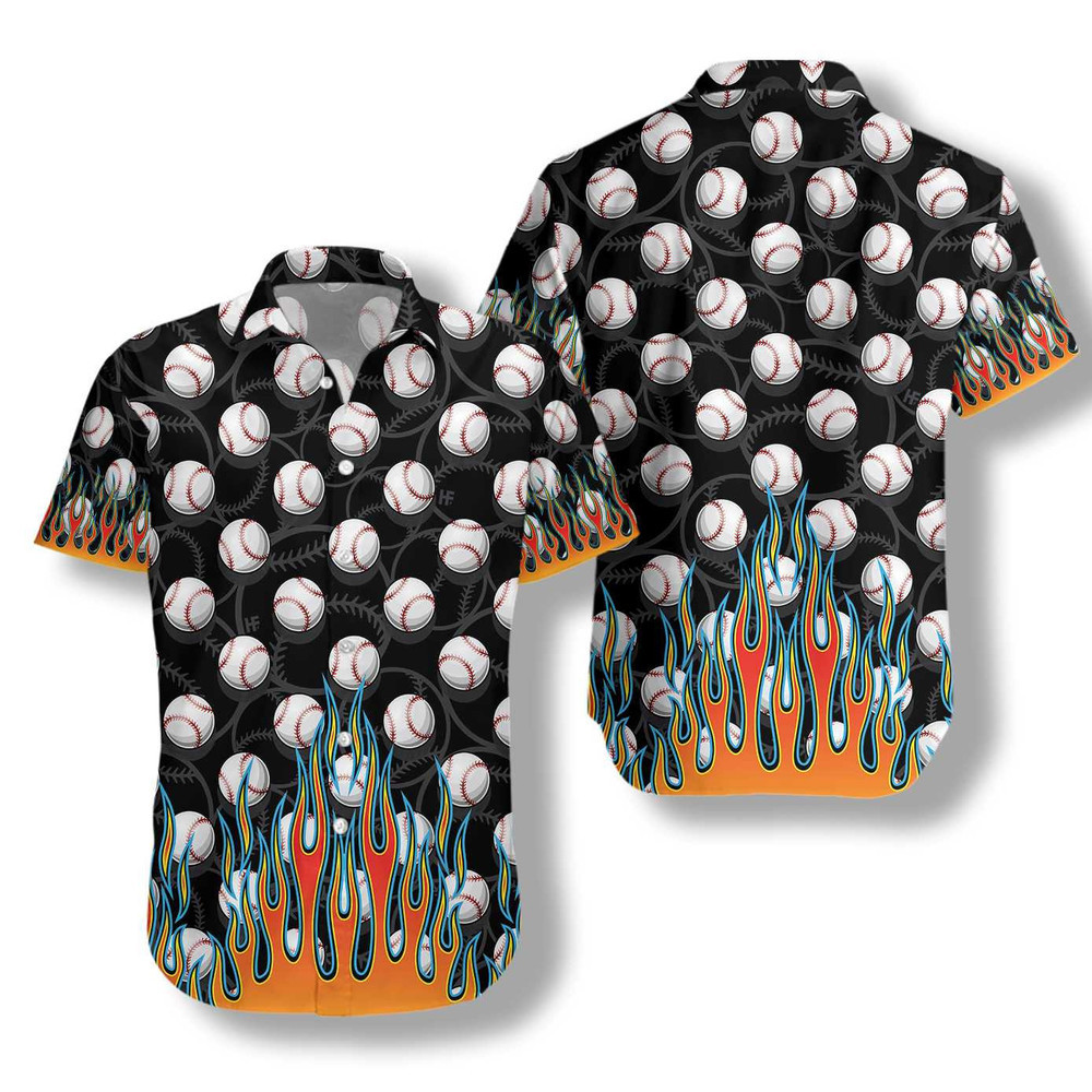 Flame Baseballs Hawaiian Shirt For Men and Women