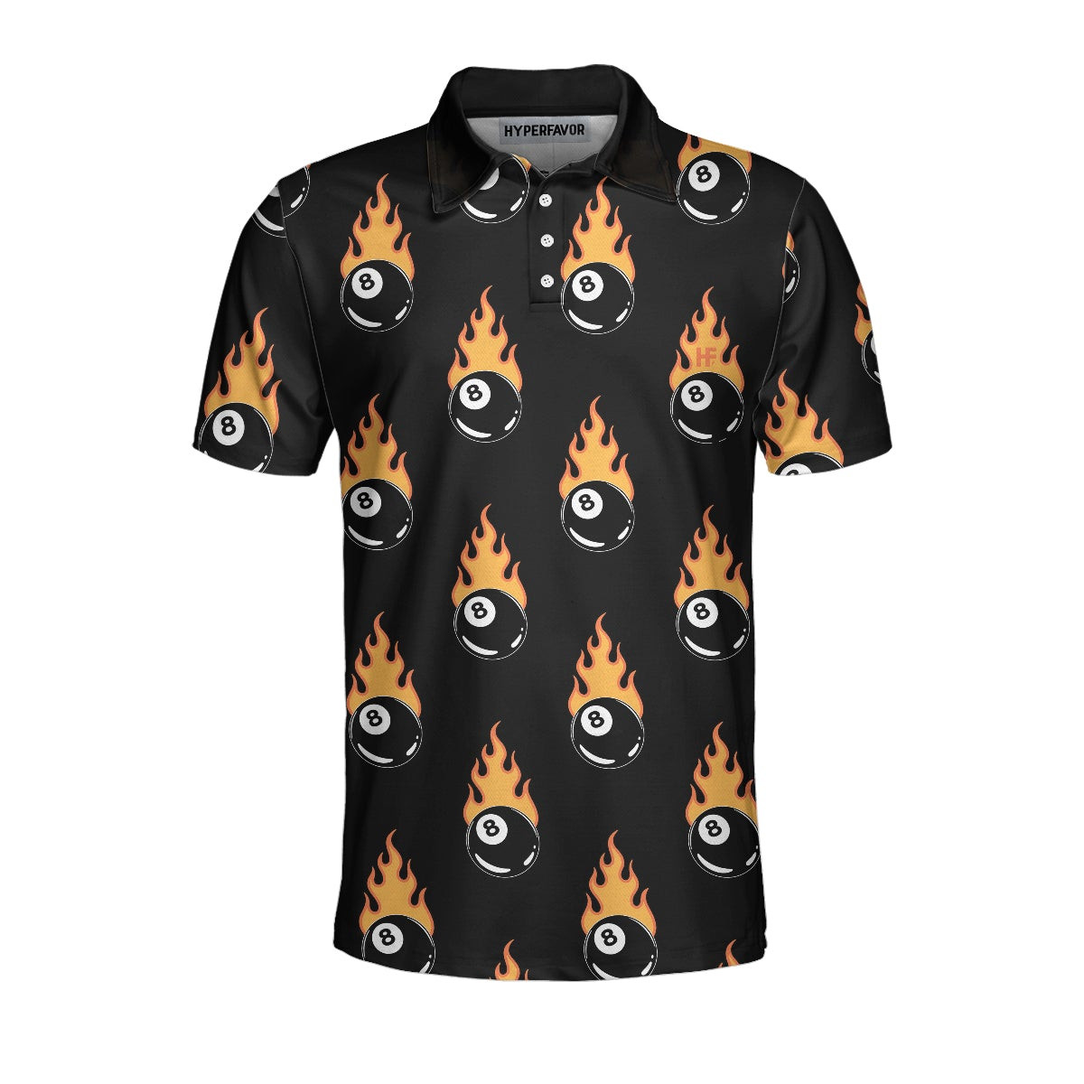 Flaming Billiard 8 Ball Polo Shirt Basic Billiards Shirt Design For Men Gift Idea For Billiards Lovers