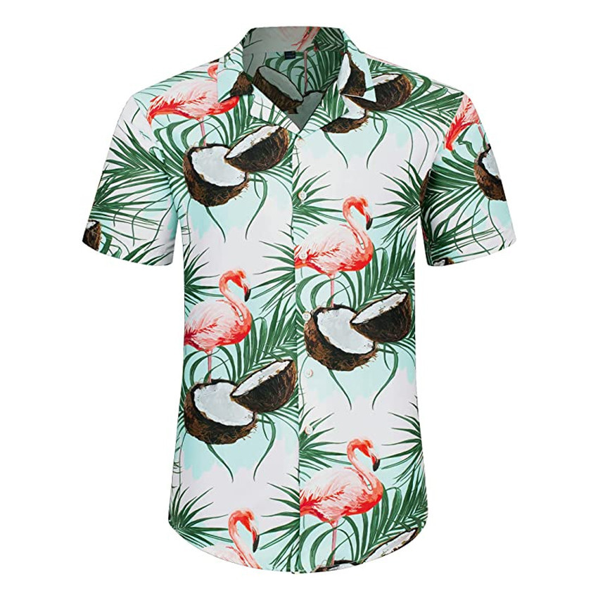 Flamingo Aloha Shirt Beach Shirt  Short Shirt for Men and Women