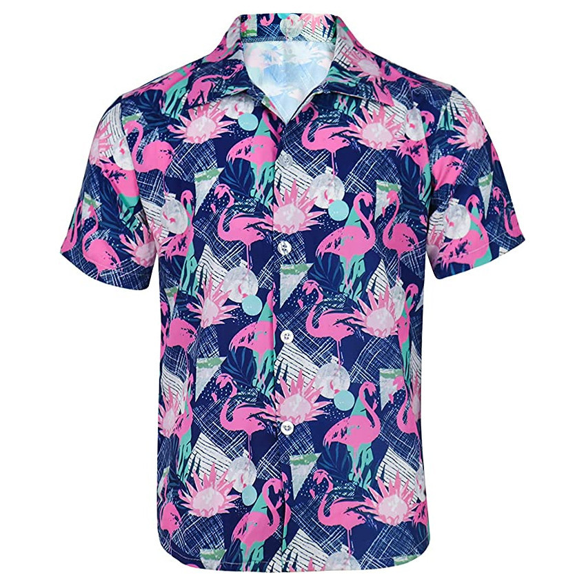 Flamingo Aloha Shirt Beach Shirt  Short Shirt for Men and Women