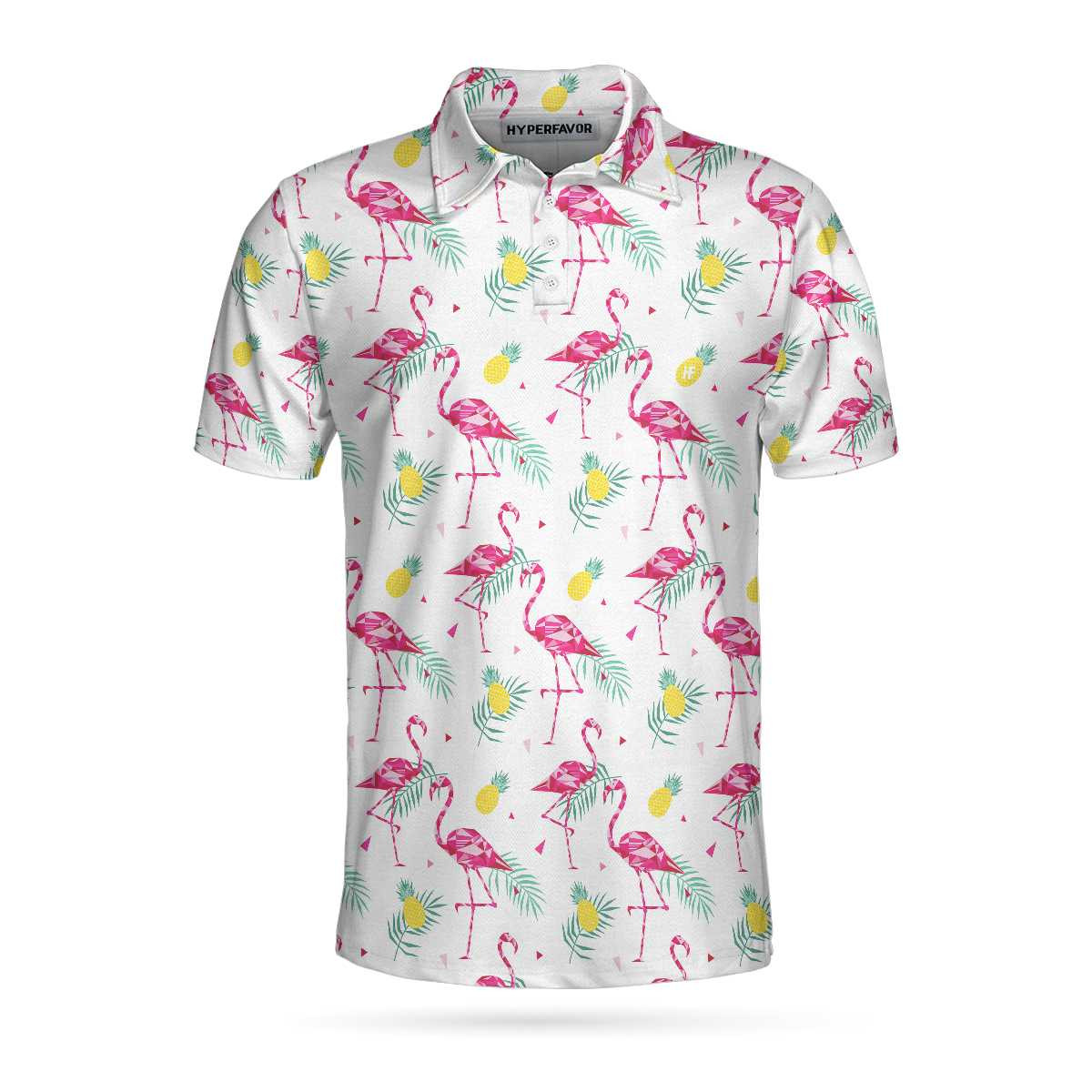 Flamingo And Tropical Pattern Polo Shirt White Flamingo Themed Polo Shirt Tropical Flamingo Shirt Design