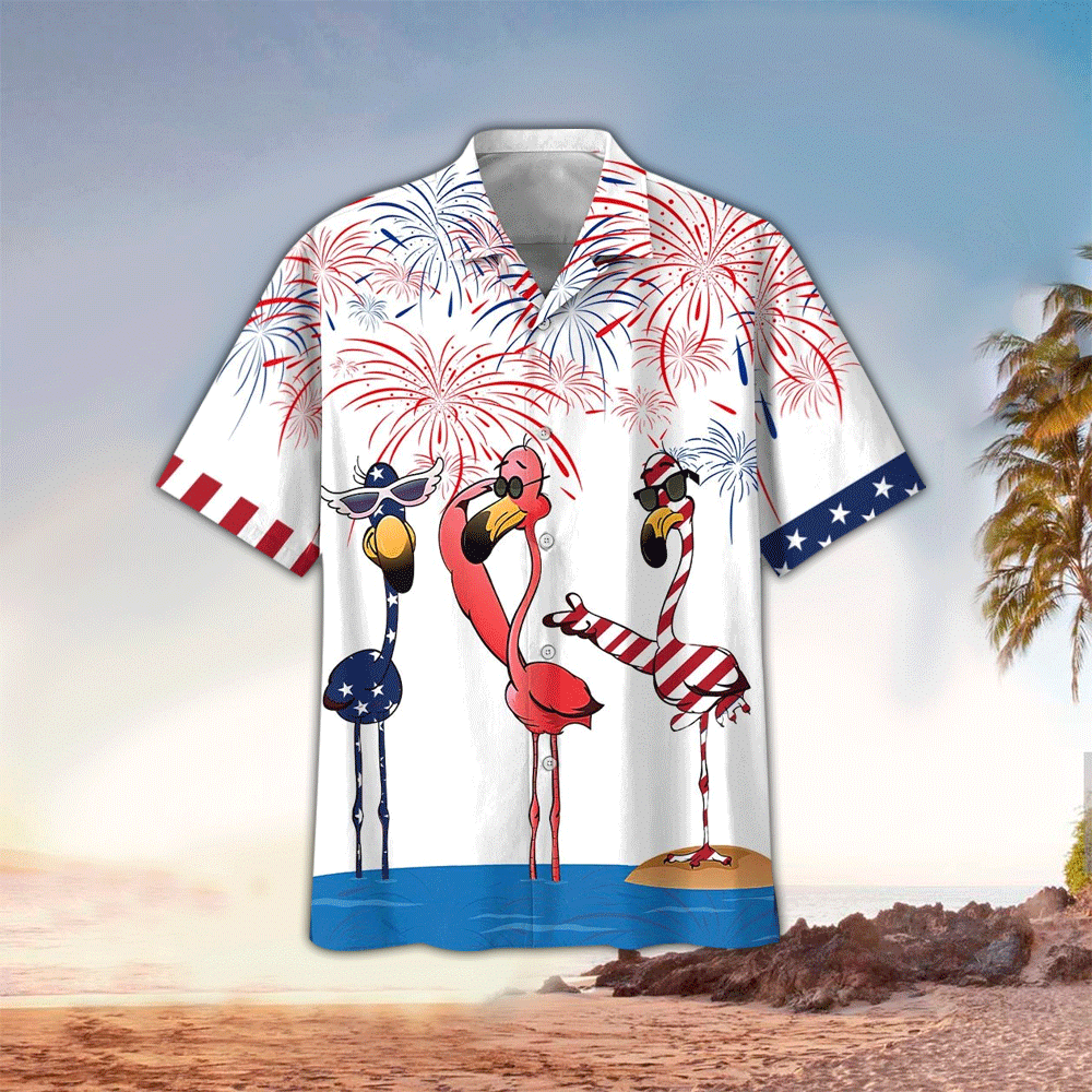 Flamingo Apparel Flamingo Button Up Shirt Summer Aloha Shirt