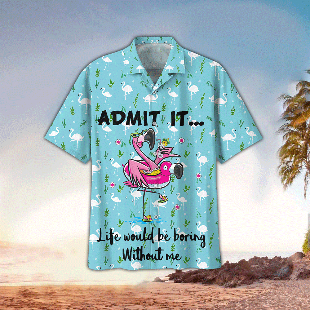 Flamingo Apparel Flamingo Button Up Shirt Summer Aloha Shirt