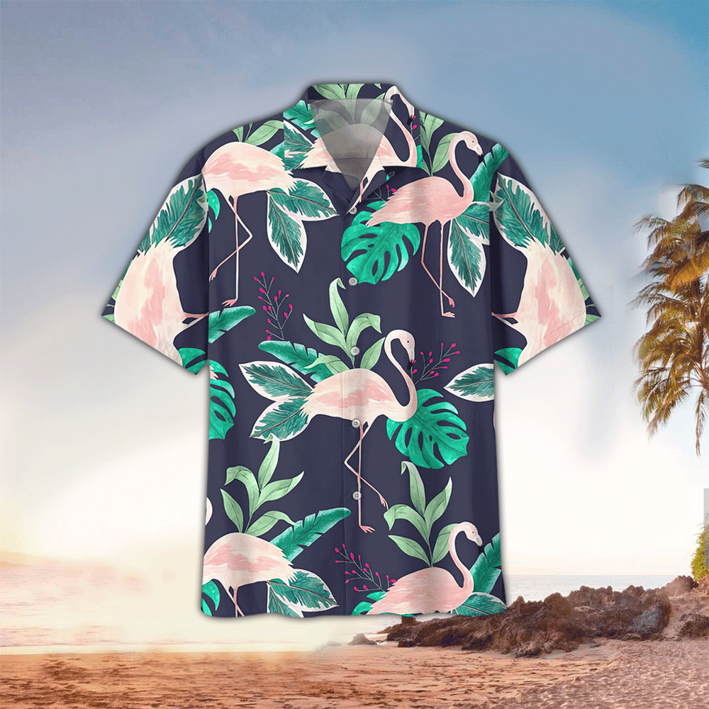 Flamingo Apparel Flamingo Button Up Shirt Summer Aloha Shirt