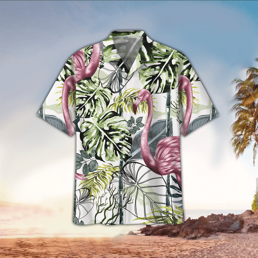 Flamingo Apparel Flamingo Button Up Shirt Summer Aloha Shirt