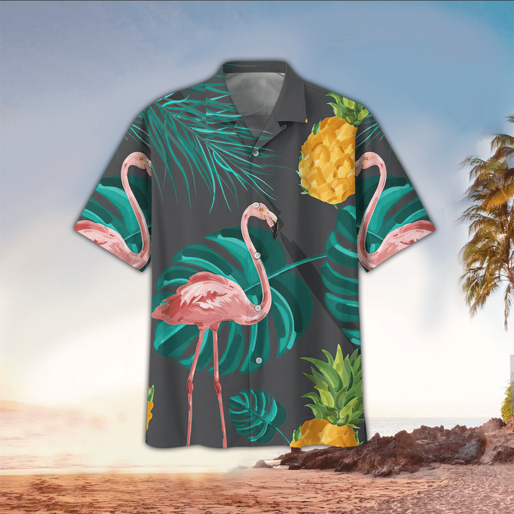 Flamingo Apparel Flamingo Button Up Shirt Summer Aloha Shirt