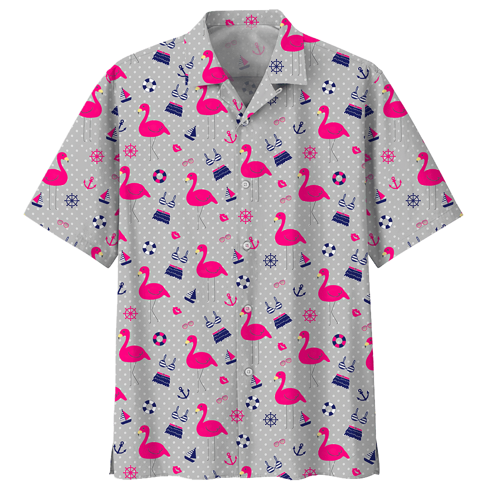 Flamingo Beach Accessories Aloha Hawaiian Shirt Colorful Short Sleeve Summer Beach Casual Shirt For Men And Women