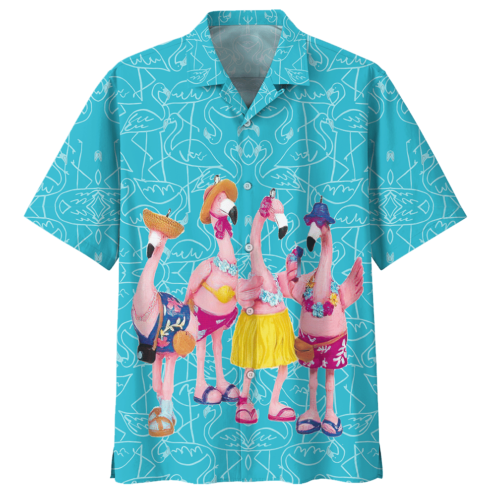 Flamingo Beach Aloha Hawaiian Shirt Colorful Short Sleeve Summer Beach Casual Shirt For Men And Women