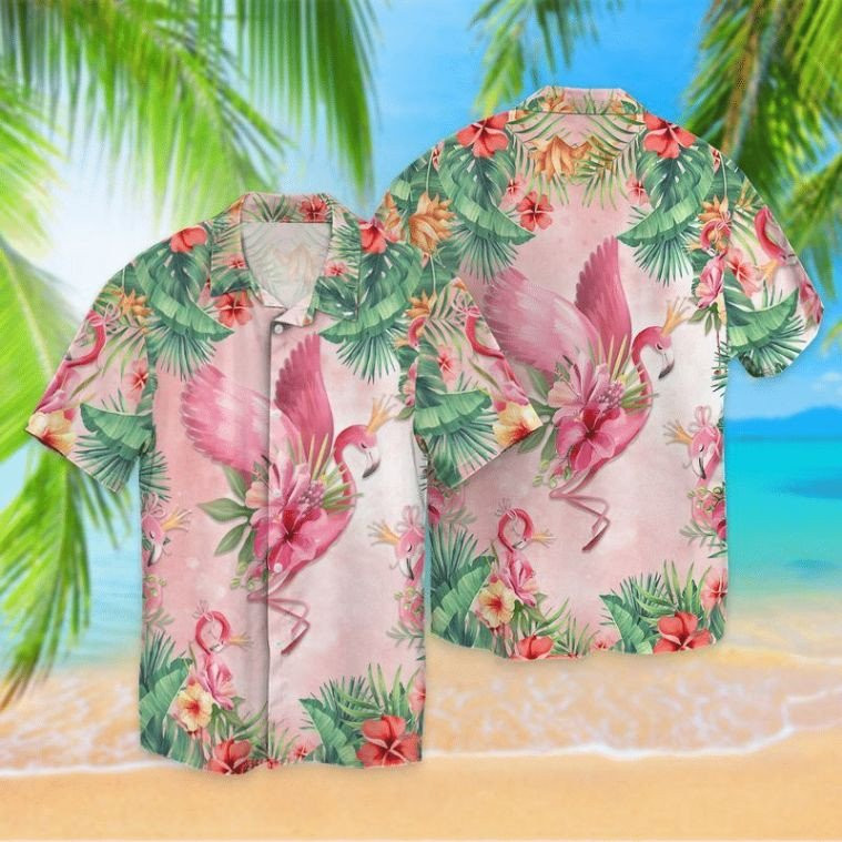 Flamingo Bird With Flowers Hawaiian Shirt Summer Aloha Shirt