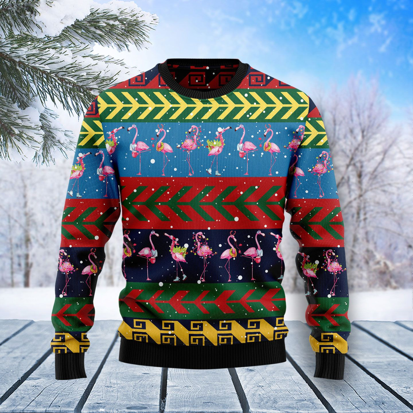 Flamingo Christmas Pattern Ugly Christmas Sweater Ugly Sweater For Men Women