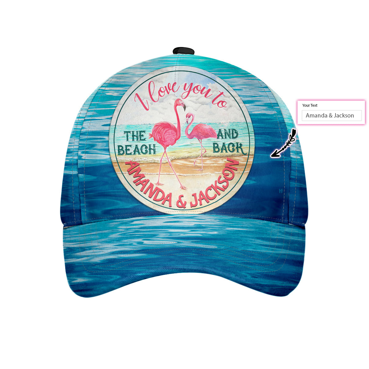 Flamingo Couple Beach Custom Cap