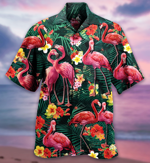 Flamingo Couple Love Flowers Limited Edition - Hawaiian Shirt Hawaiian Shirt For Men
