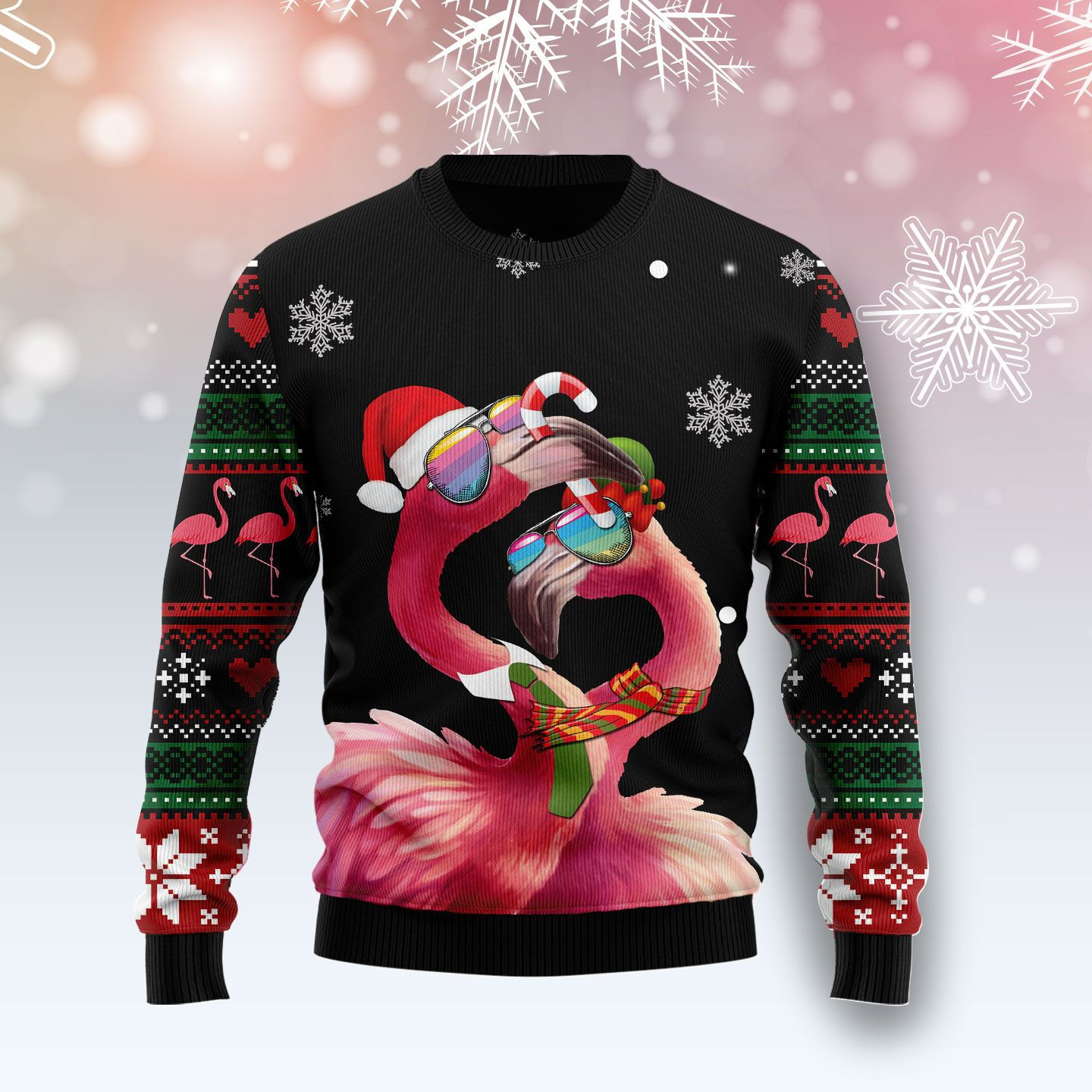 Flamingo Couple Ugly Christmas Sweater Ugly Sweater For Men Women