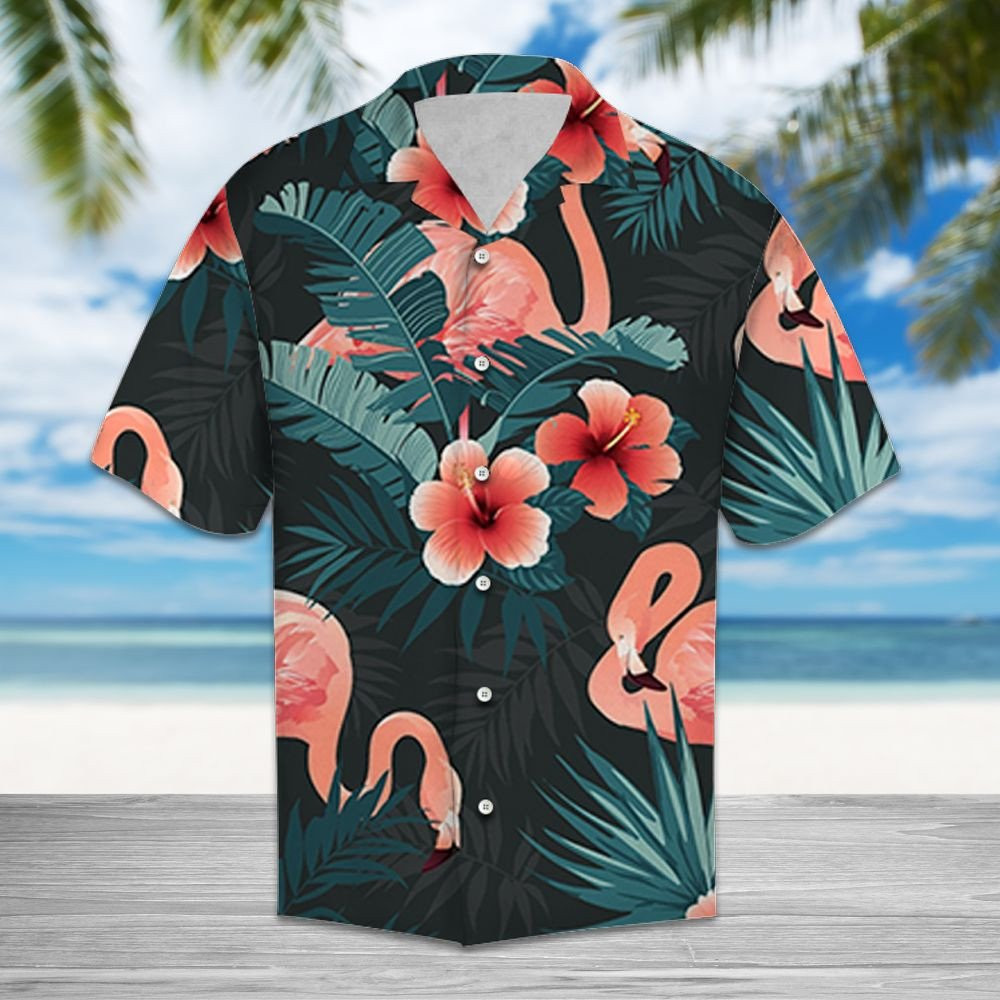 Flamingo - Hawaii Shirt Summer Aloha Shirt, Short Sleeve Hawaiian Shirt