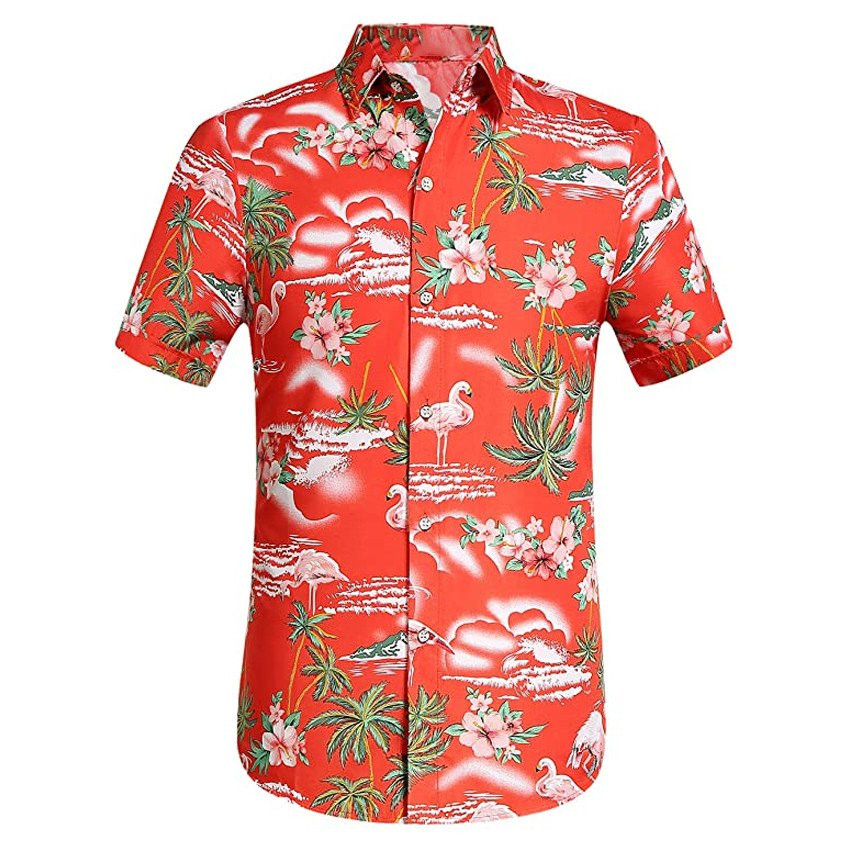 Flamingo Hawaiian Shirt Aloha Beach Shirt Lover Gift Ideas Summer Aloha Shirt, Short Sleeve Hawaiian Shirt