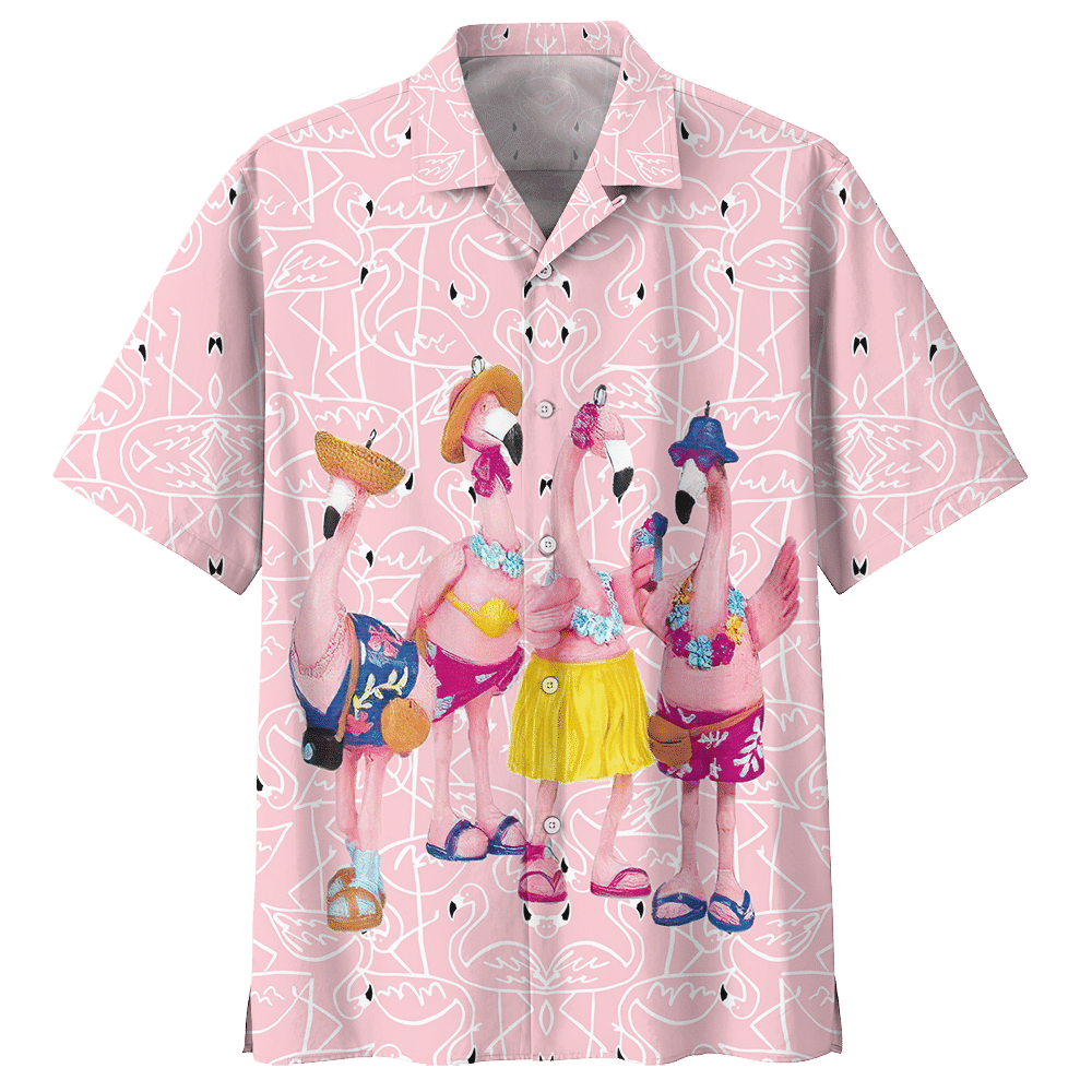 Flamingo Hawaiian Shirt Colorful Short Sleeve Summer Beach Casual Shirt For Men And Women