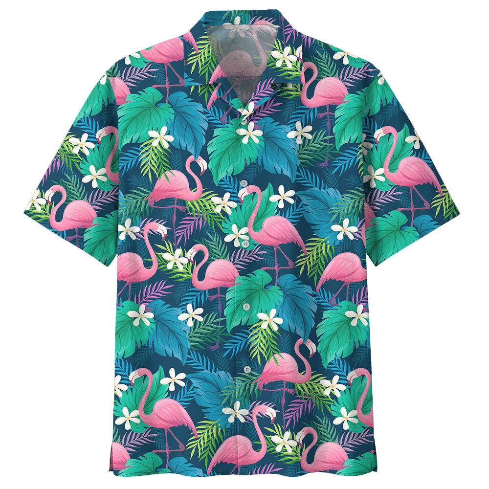 Flamingo Hawaiian Shirt Colorful Short Sleeve Summer Beach Casual Shirt For Men And Women