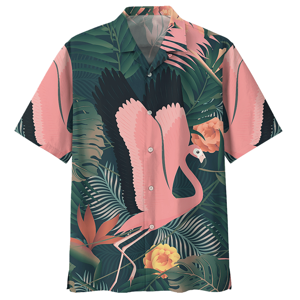 Flamingo Hawaiian Shirt Colorful Short Sleeve Summer Beach Casual Shirt For Men And Women