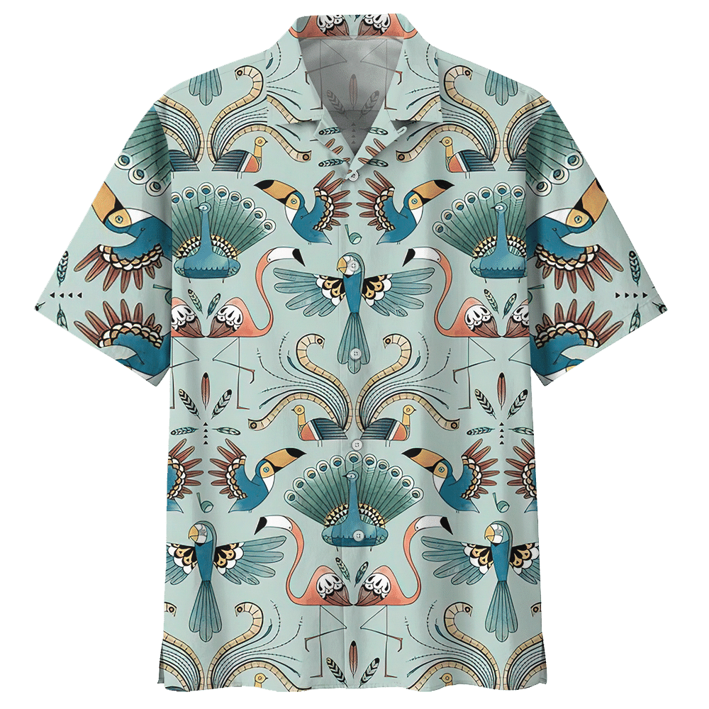 Flamingo Hawaiian Shirt Colorful Short Sleeve Summer Beach Casual Shirt For Men And Women