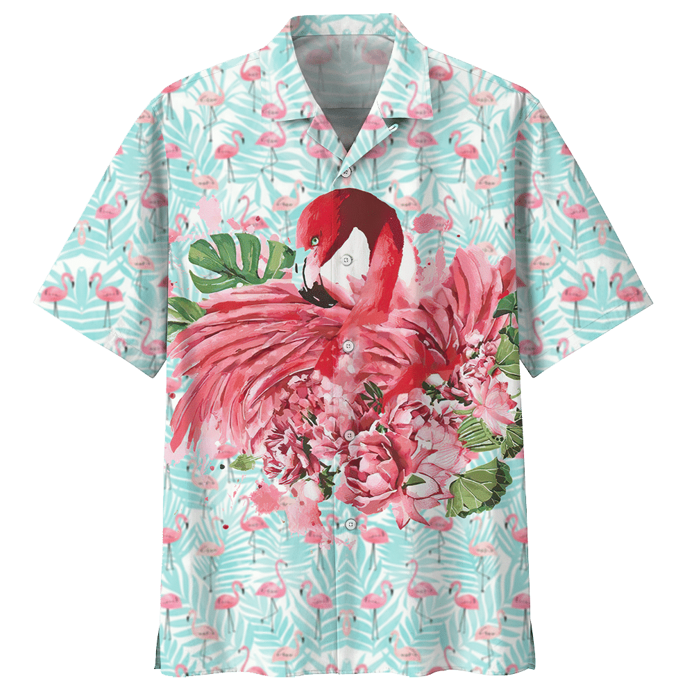 Flamingo Hawaiian Shirt Colorful Short Sleeve Summer Beach Casual Shirt For Men And Women